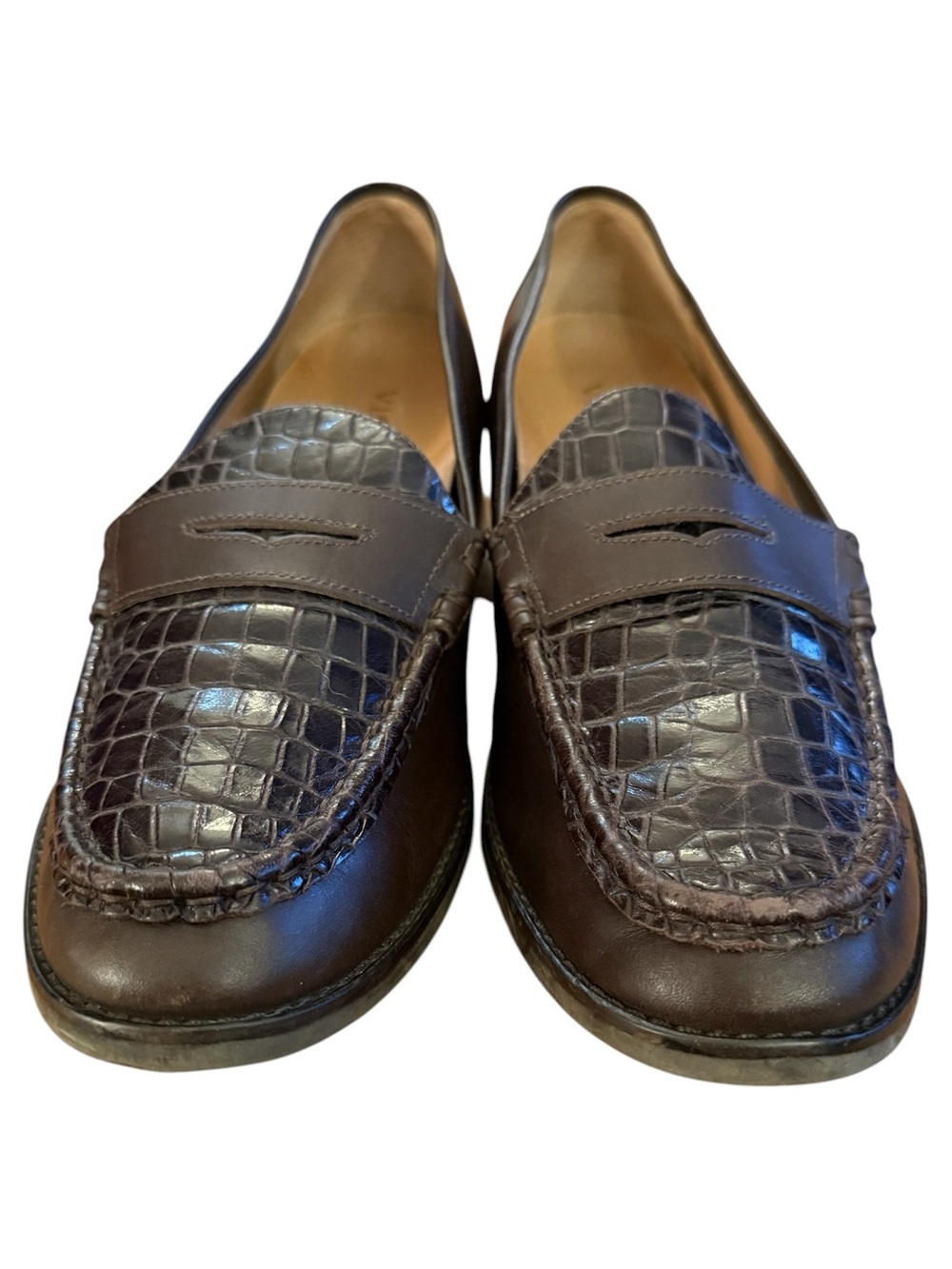 Vionic Waverly Women’s 9 Brown Croc Embossed Leather Penny Loafers - Picture 4 of 15
